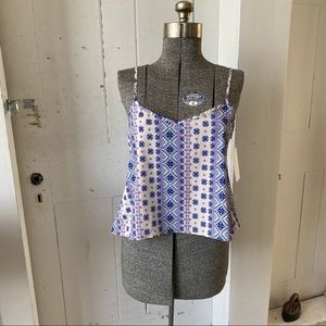 J Cooper Geometric Print Crop Top Spaghetti Straps